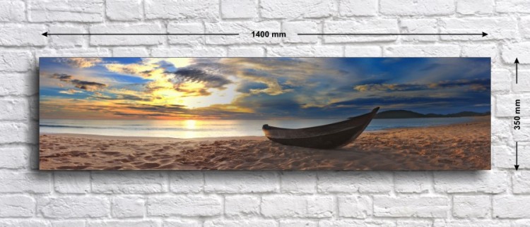 Постер «Панорама заката на пляже», 140 см х 35 см